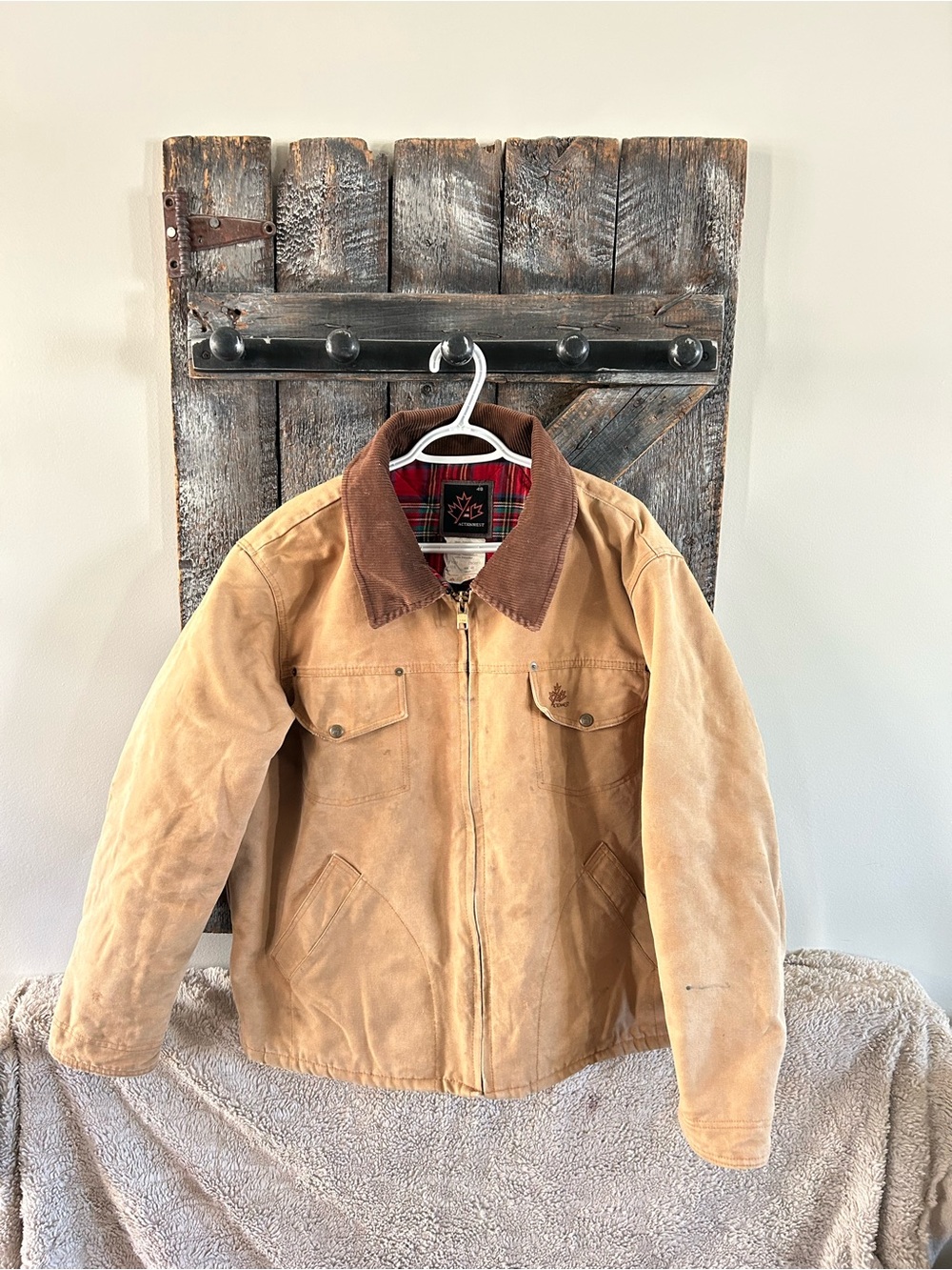 Men's Action West Canvas Work Jacket with Corduroy Collar - Tan